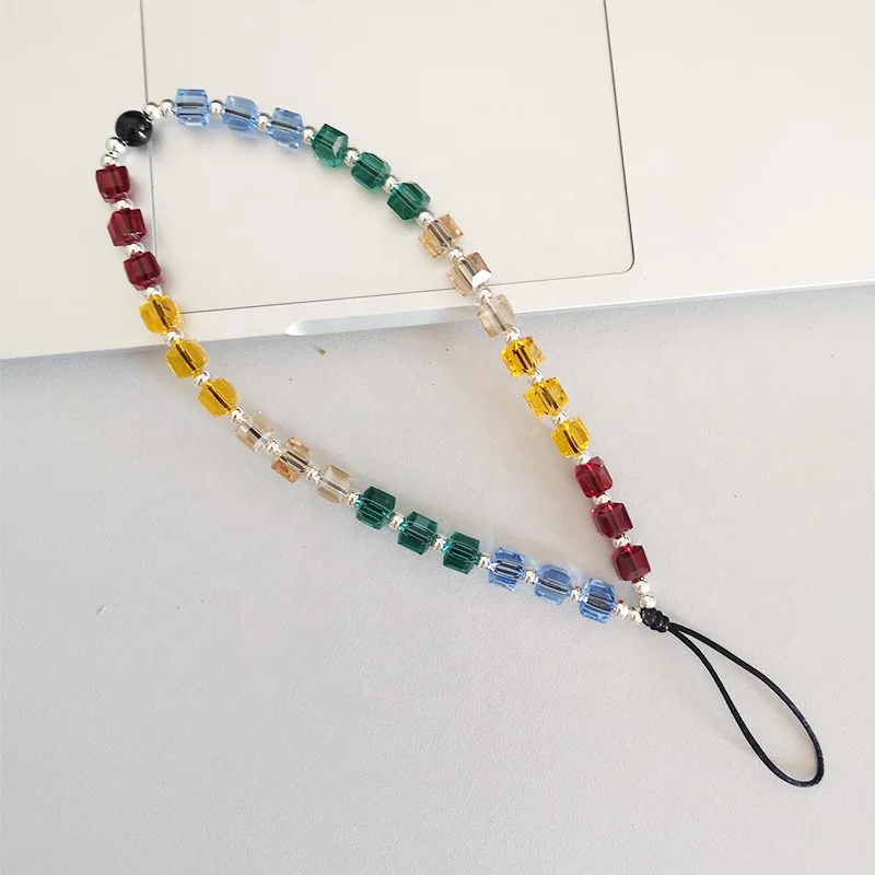 New Ins Net Red Punch Card Fashion Geometric Square Diy Crystal Mobile Phone Charm Custom Brand Logo  Phone Accessories