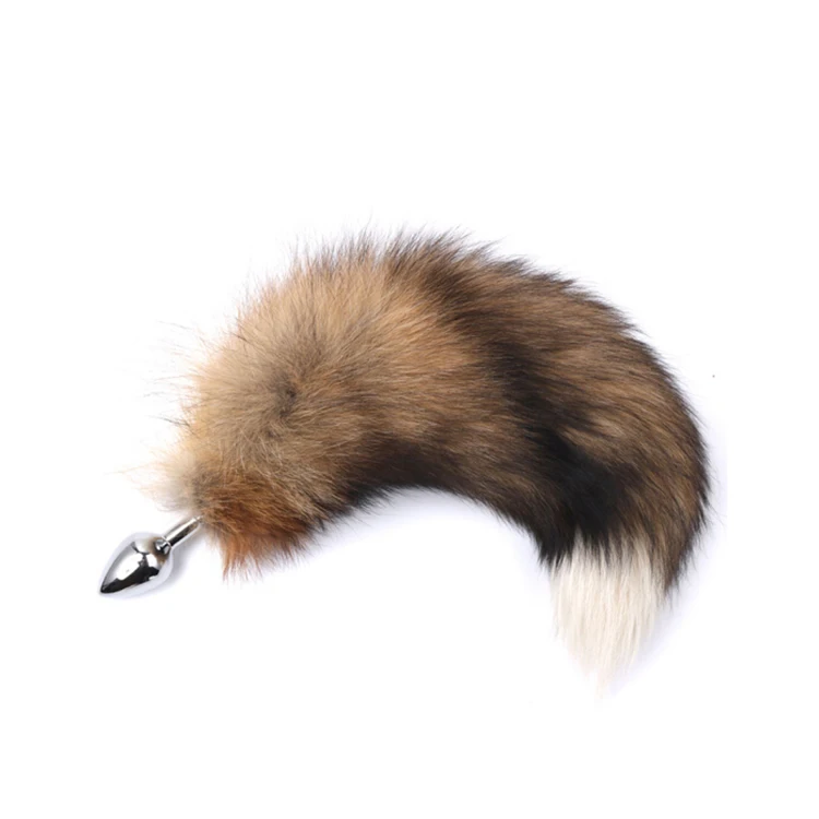 Sexy female japan sex toys wear backyard metal anal plugs couple series SM products animal hair accessories luxury red fox tail