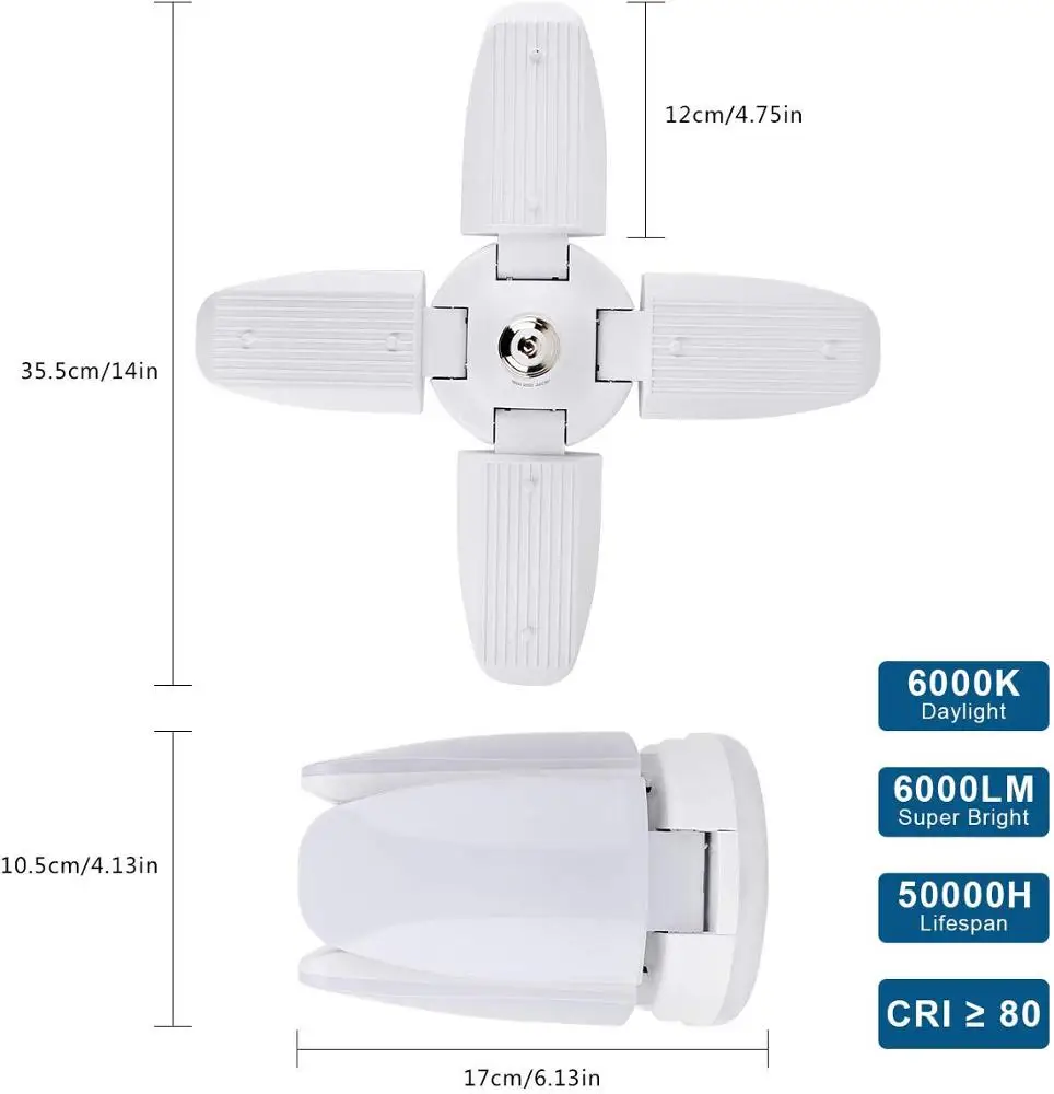 60 w 4 Adjustable Panel Shop Parking Work Light Trilights Bulbs Ceiling 60w Led Deformable Garage Adjustable Lights Led