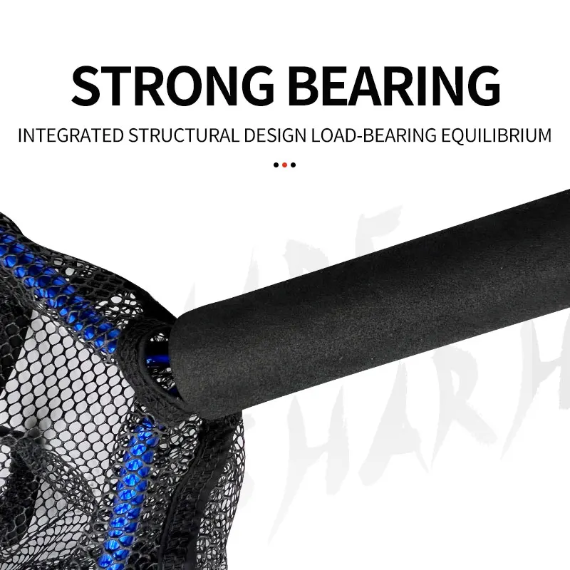 Portable Manual Fishing Landing Net Rubber Coated Mesh Fine Mesh Lightweight Fishing Net with Handle Fish Catching Net