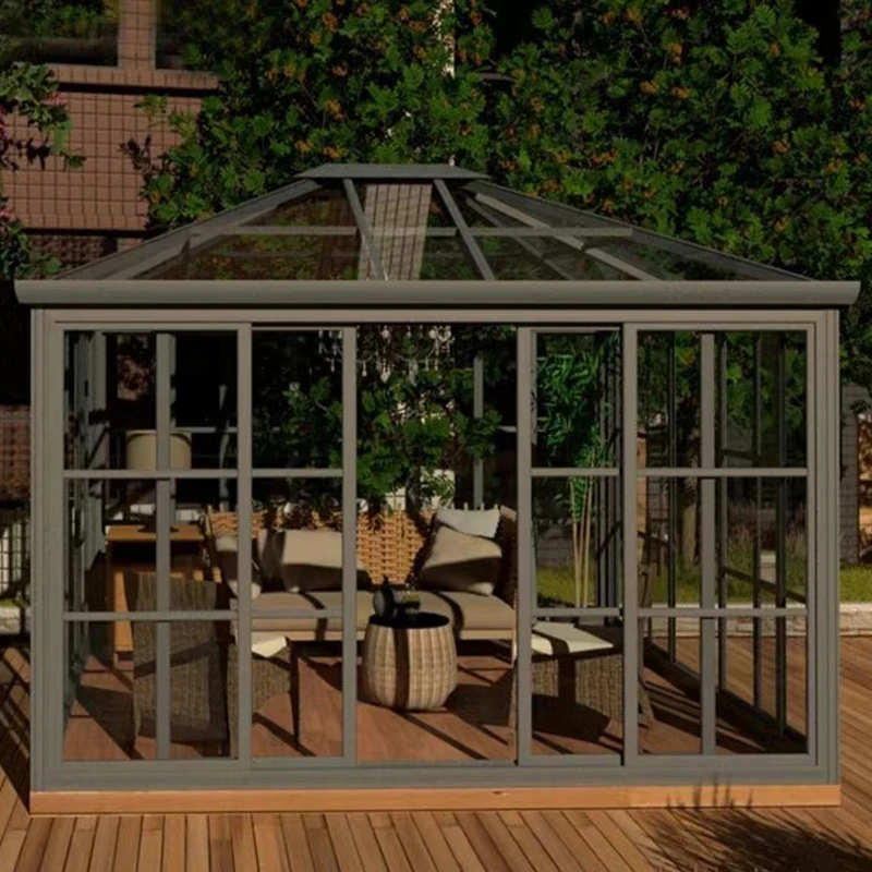 Extension Sunroom Veranda Garden 4 Season Comservatory Sun Room laminated glass for sunroom