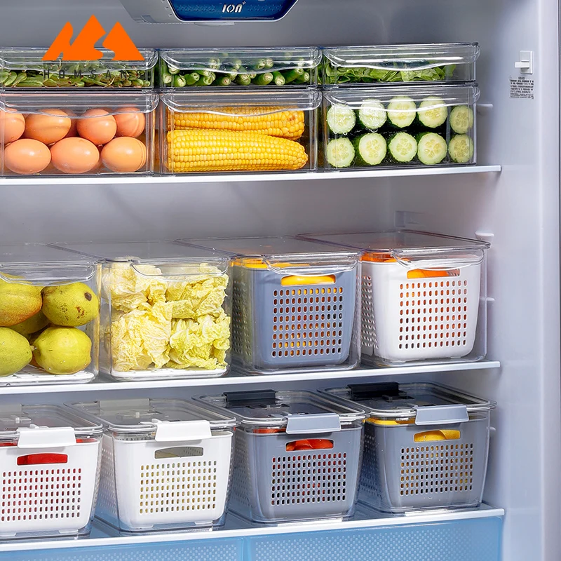 Airtight Storage Container Fridge Box Kitchen Drawer Organizer Clear Bins Pantry Organization Dry Food Containers Plastic Set