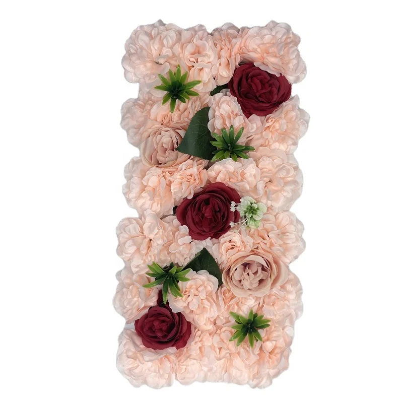 ZFK0002 Newgarden Wholesale 29 Head Long Flower Wall Slik Fabric Rose Artificial Flower Wall Panel Backdrop