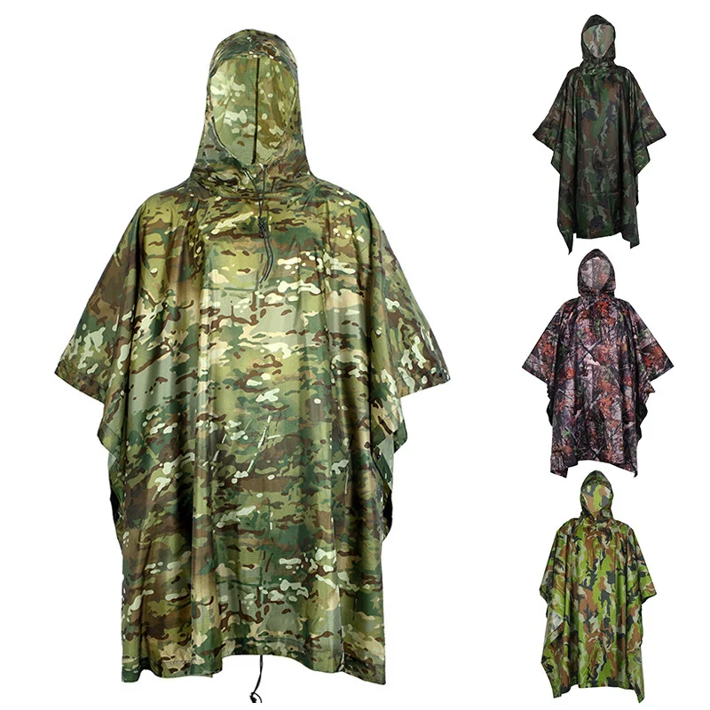 Mountain Outdoor Poncho adult ultra light Camouflage PU Coating Waterproof Canopy Floor Mat