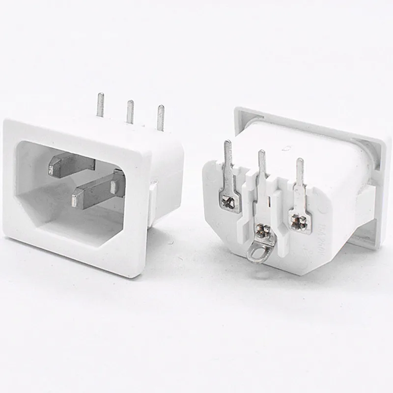 AC-04 IEC C14 White Charging Socket Power AC Jack 15A 250V 3 Pin Socket