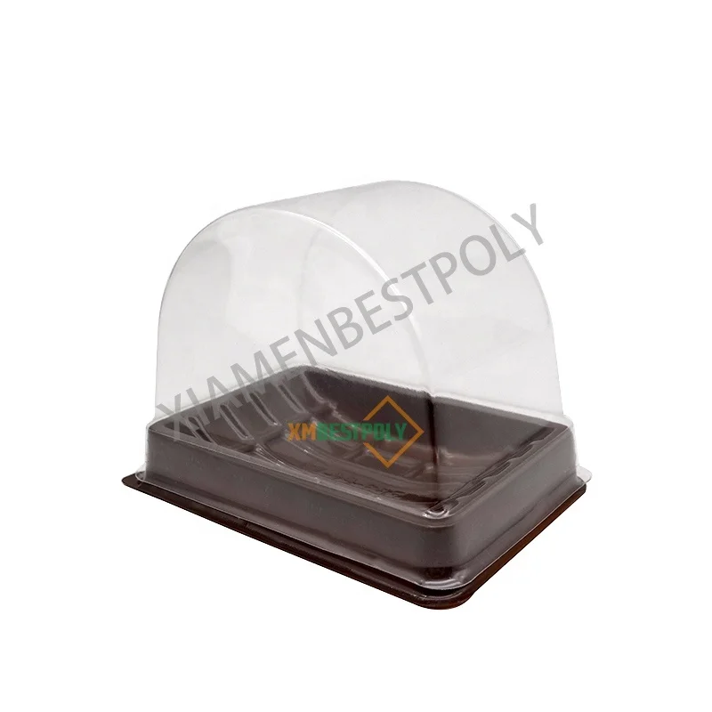Transparent Cake Roll Package Box Disposable Swiss Roll Slice Container Pastry Semi-circle Blister Box