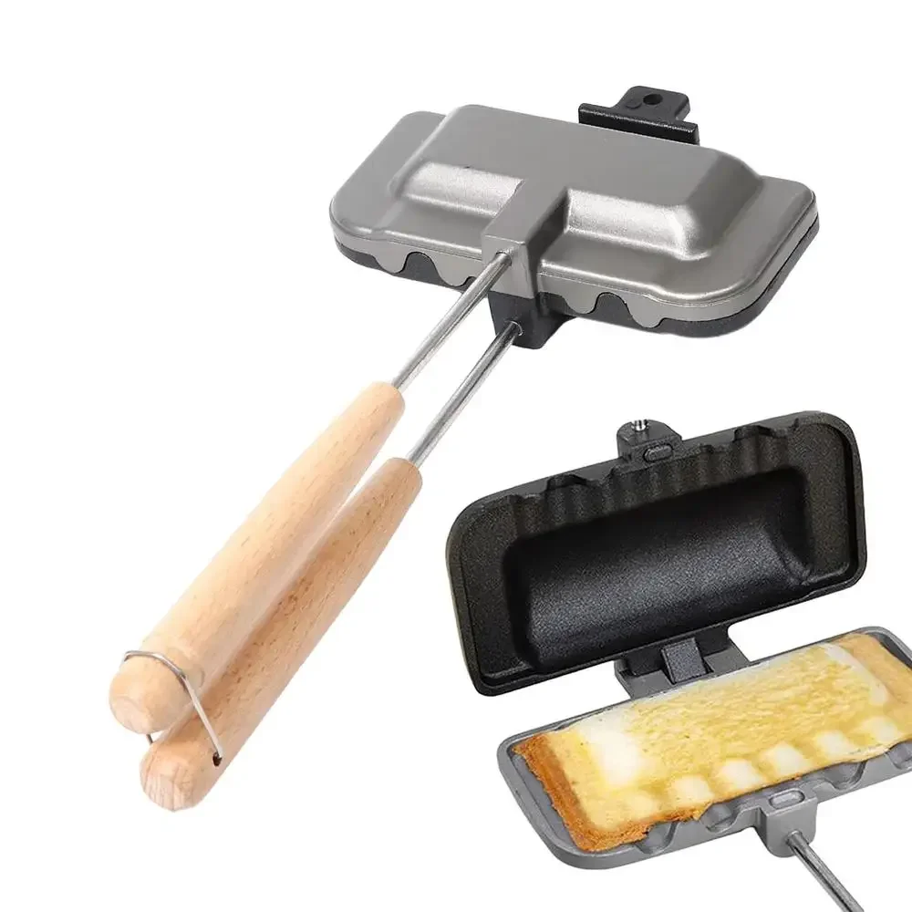 Aluminum Alloy Rectangular Double Sided Sandwich Baking Pan Sandwich Cake Clip Nonstick Coating Toast Bread Molds