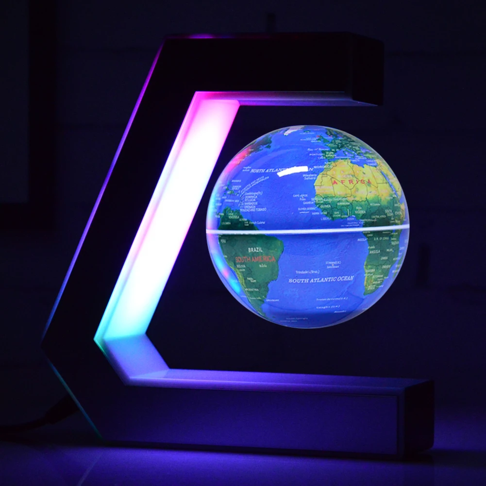 Levitating floating Globe with World Map,Magnetic Rotation Float Globe with Colorful Led Light