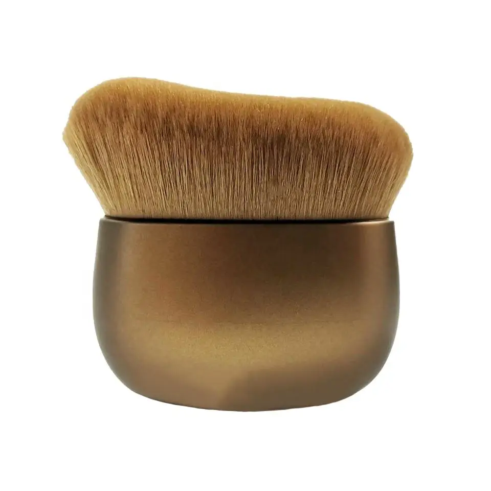 Cosmetics Wholesale Golden Private  Custom Logo Flat Head Blending Kabuki Single Makeup Brush for Face Foundation