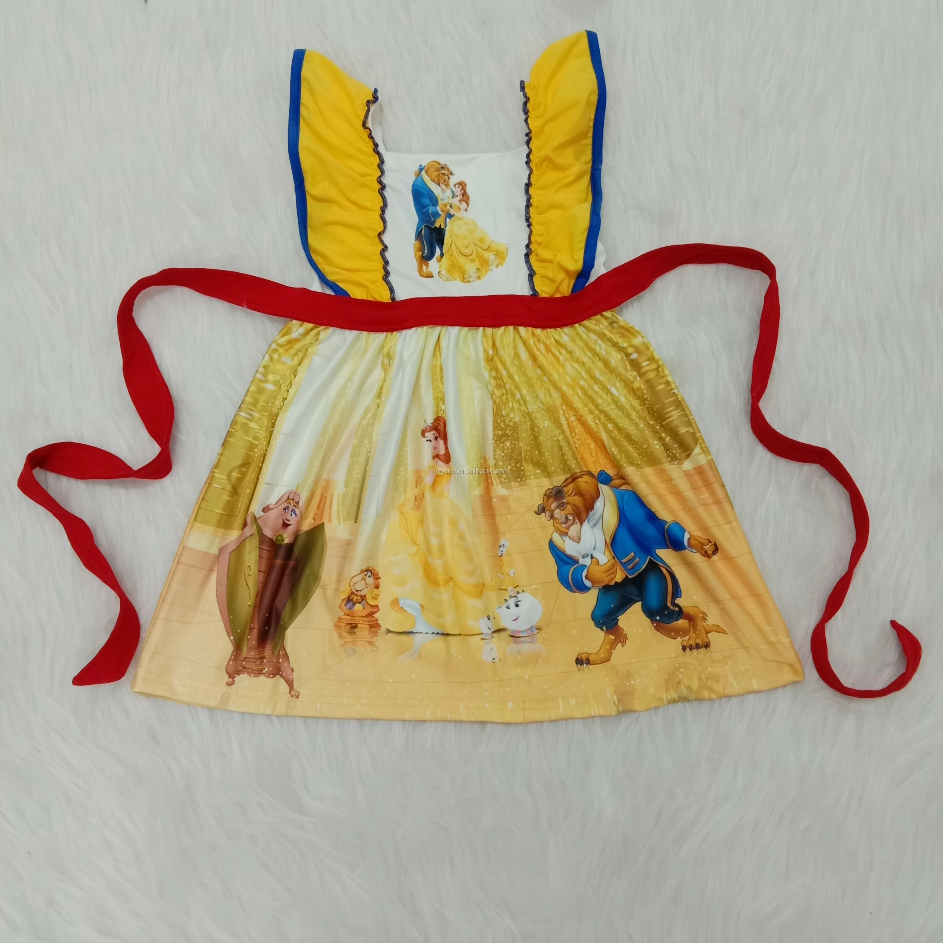 2020 Boutique kids summer baby girls princess skirt knee length with princess cartoon print 0-16 years old girls party dress