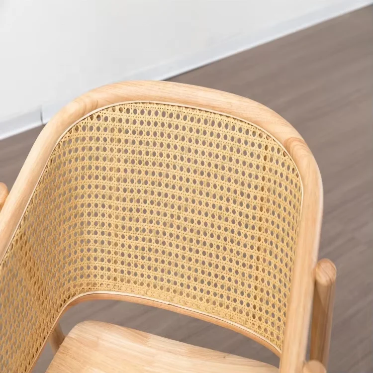 Nordic Wood Dining Chair furniture Restaurant Rattan chair woven wicker dining chair