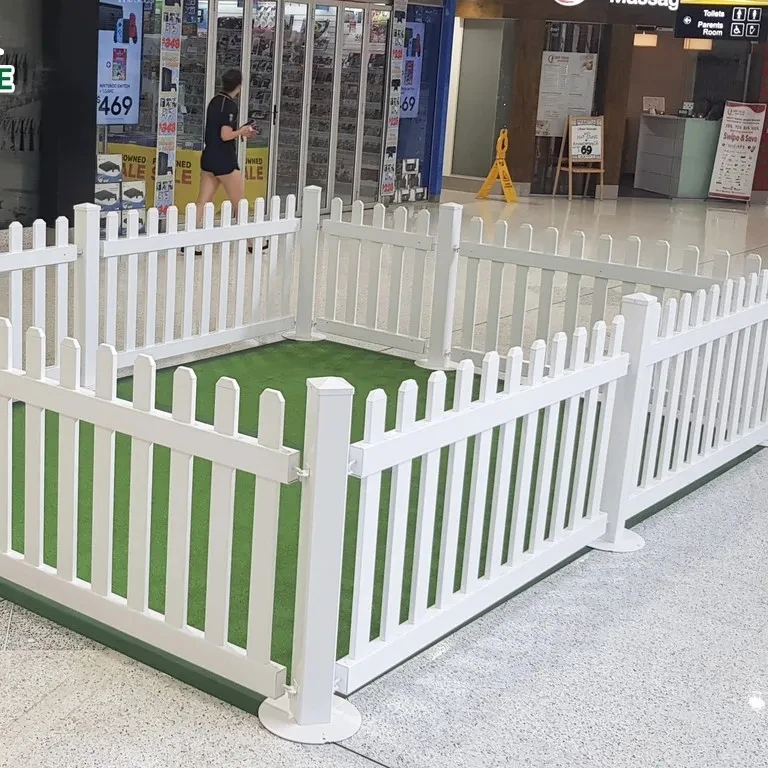 Wholesale white mobile guardrail PVC plastic steel material easy to install shopping mall parking lot isolation fence
