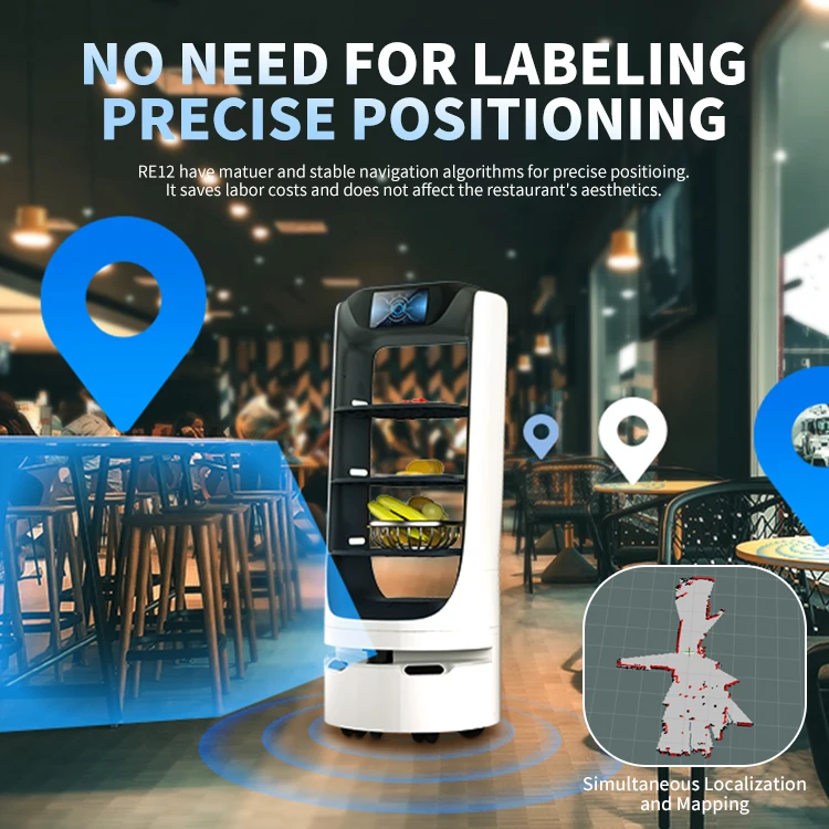 ELUEYES Safe And Stable Food Delivery Server Robot Self Driving Serve Food For Restaurant Hotel Hospital Cafe Office Building