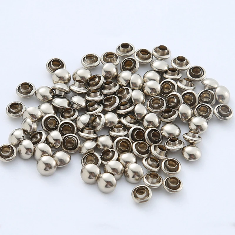 Двойная заклепка, двухсторонняя серебристая, черная, золотистая, 8 мм, двойная заклепка, нержавеющая сталь, латунь, двойная головка, крышка для кожи