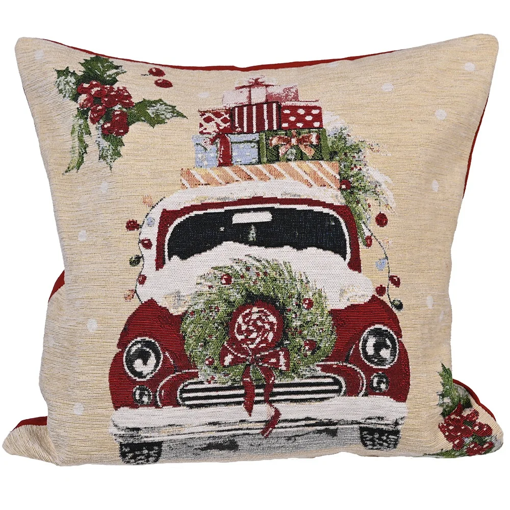 Christmas fabrication knitted pillowcase Christmas classic knit style gift mini car cushion cover