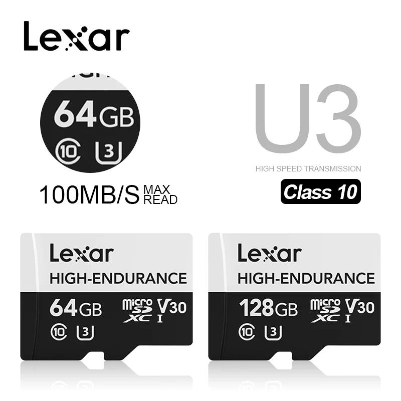 100% Original Lexar Memory Card High Endurance Video Monitoring Flash Card 32gb 64gb 128gb Sdhc/sdxc micro sd