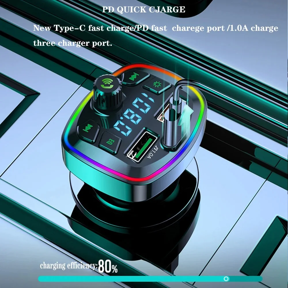 Car Wireless Handsfree Call Audio Receiver Auto TF U Disk MP3 Player USB Fast Charger FM Transmitter Universal Adapter