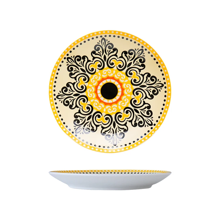 Ceramic tableware round mouth shallow plate tableware household tableware