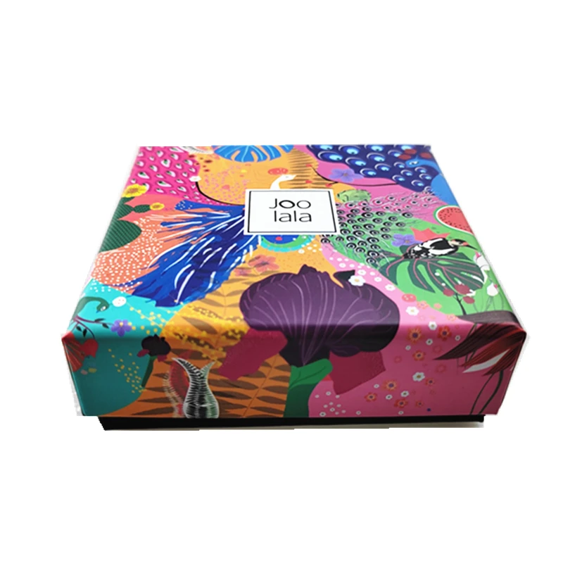 Square CMYK 4 Colors Printed Handmade Custom Logo Art Paper Jewelry Box For Ring Earring Bracelet Storage