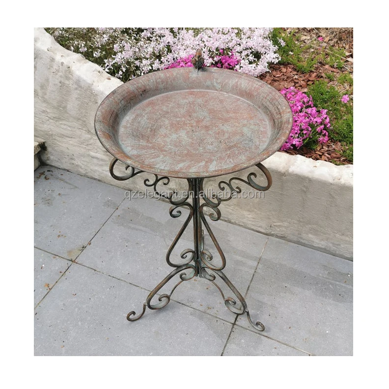 Vintage garden Decorative outdoor Metal bird bath wholesale with stand