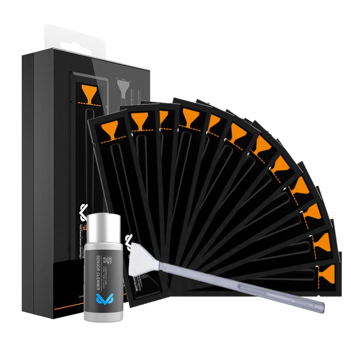 VSGO VS-S03E Full-frame Sensor Cleaning Kit Cleaning Swab: 24mm*12pcs 10ml Sensor Cleaner *1pcs for CMOS CCD Sensor