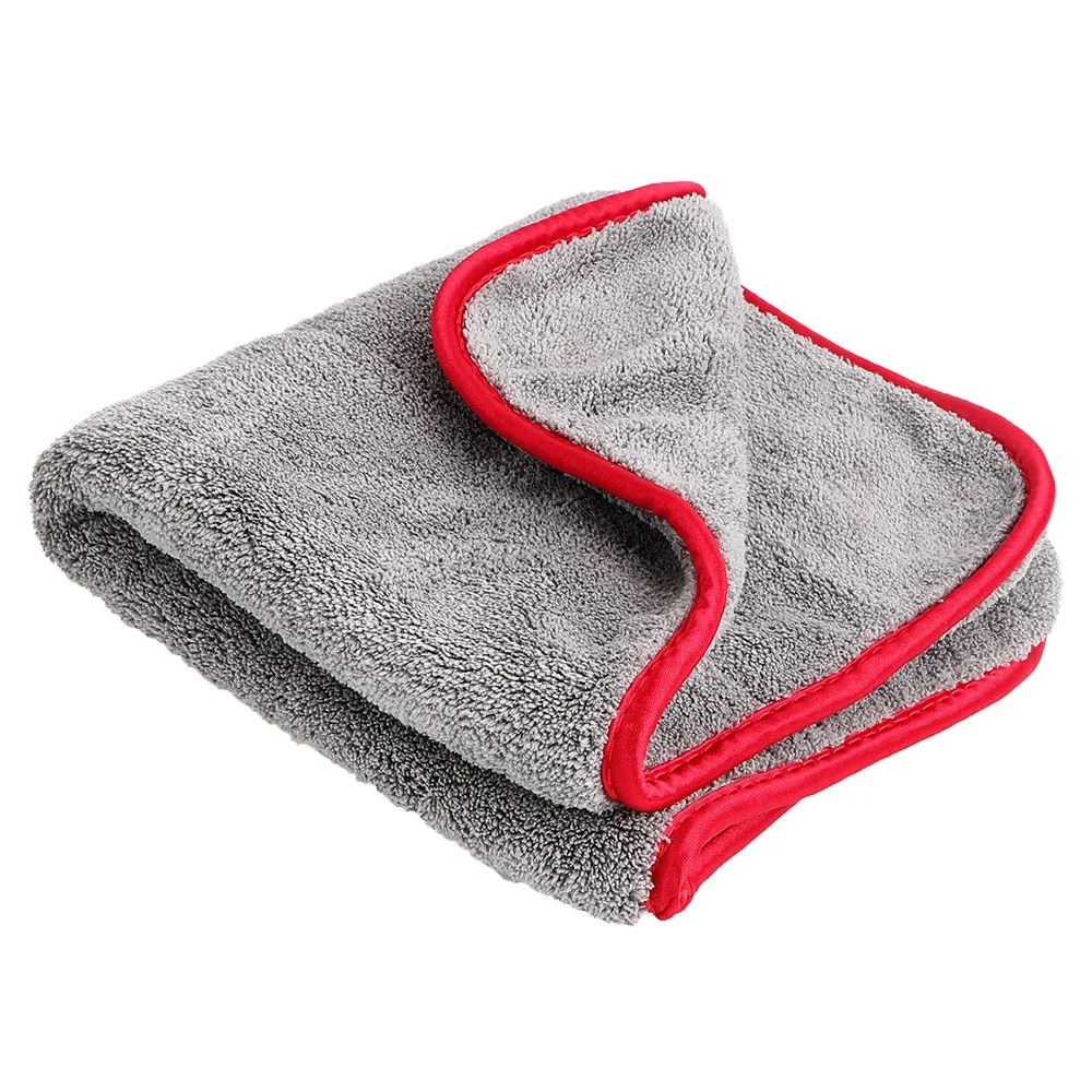 Custom 800gsm Highly Absorbent Strong Thick Microfiber Fabric Car Care Cloth Soft Plush Microfiber Coral Fleece Towel Car Use