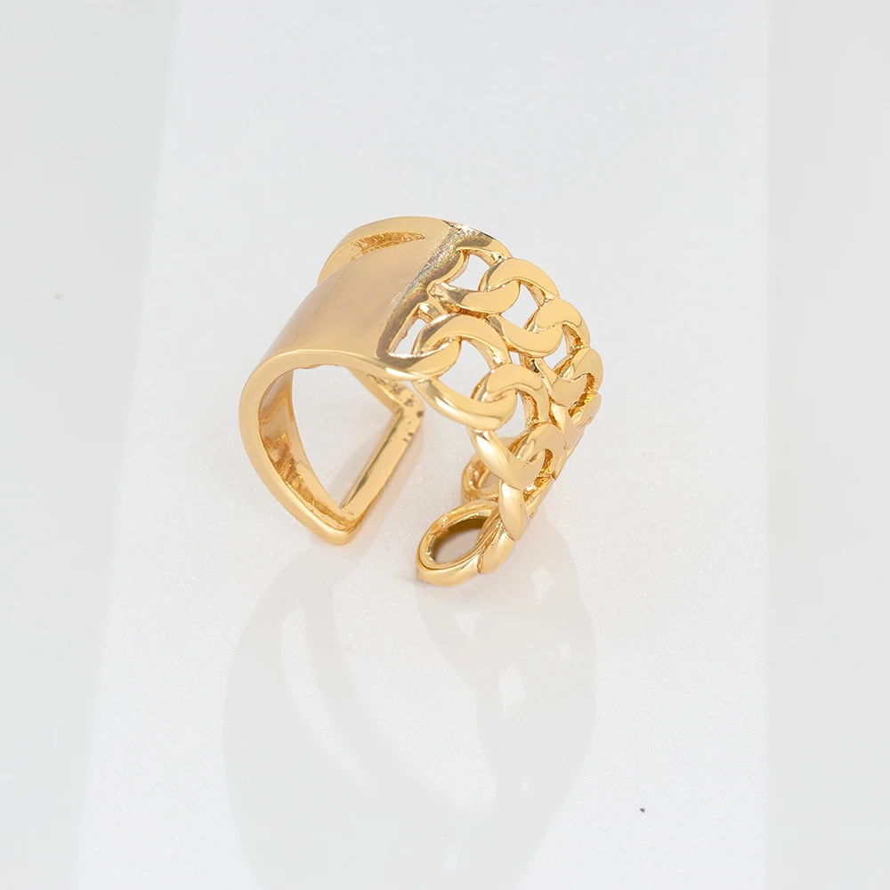 Real Gold Plated 13mm Rings for Men Chain Rings Biker mixed chain for women men open ring