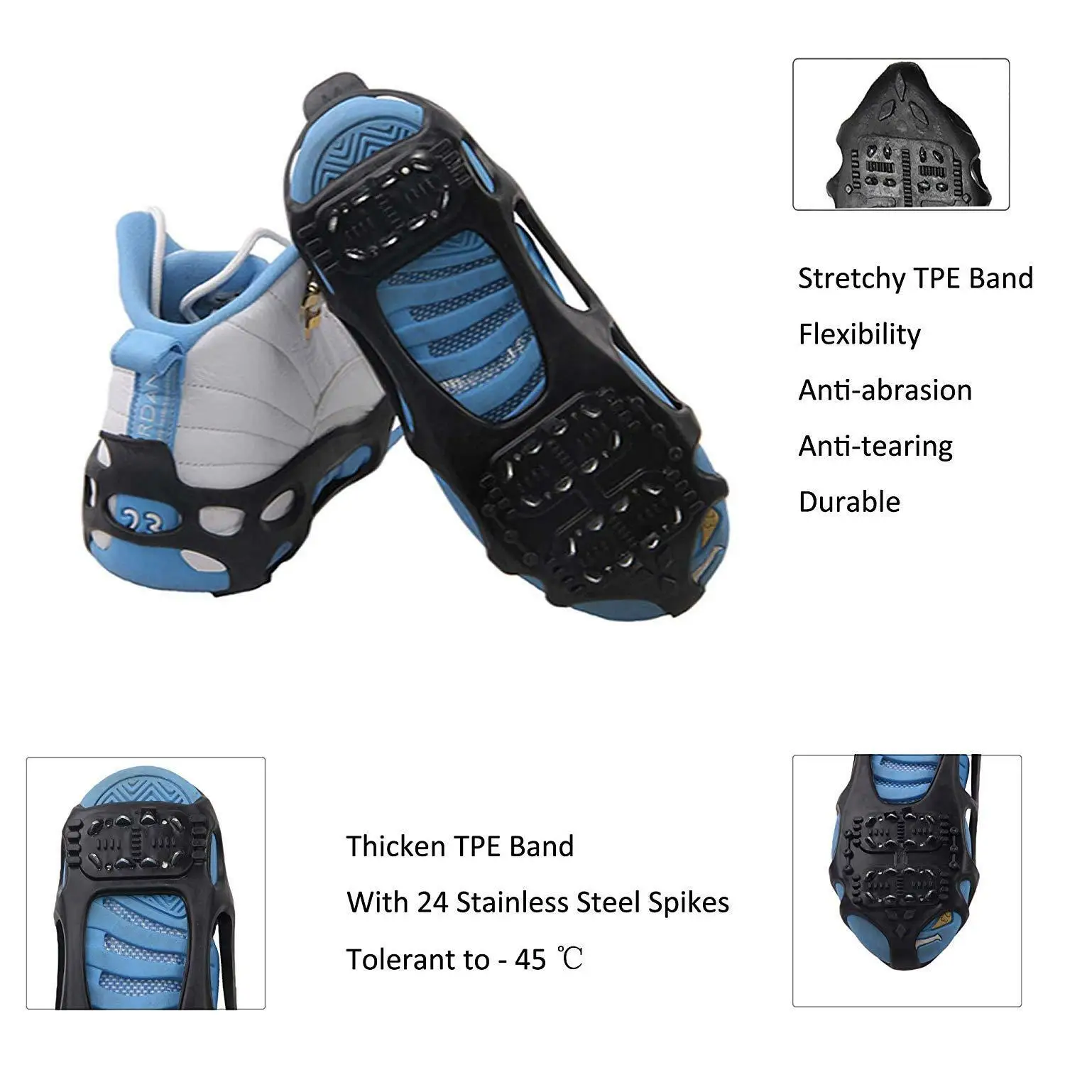 2019 New Style 24-Stud Ice Climbing grippers Crampons Anti Slip Snow Shoes Boots Spikeer Ice Cleats With Quality Warranty