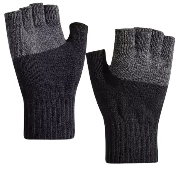 New Fashion Warm Knit Fingerless Winter Gloves Assorted Colors Half Finger Stretchy Mittens for Men Women