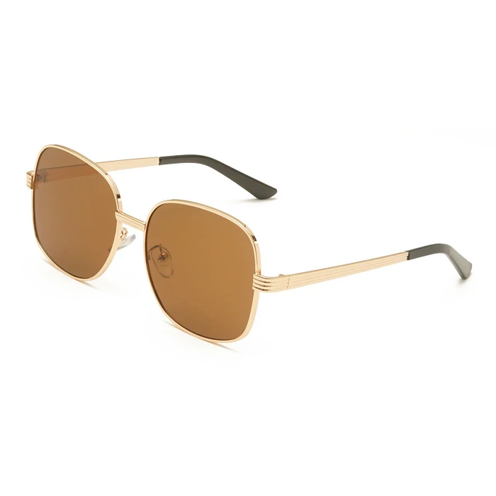 Large Frame Metal Sunglasses Gold Frame Black Grey Lenses Wholesale Women Personality Gold Frame Dark Green Lens Sunglasses