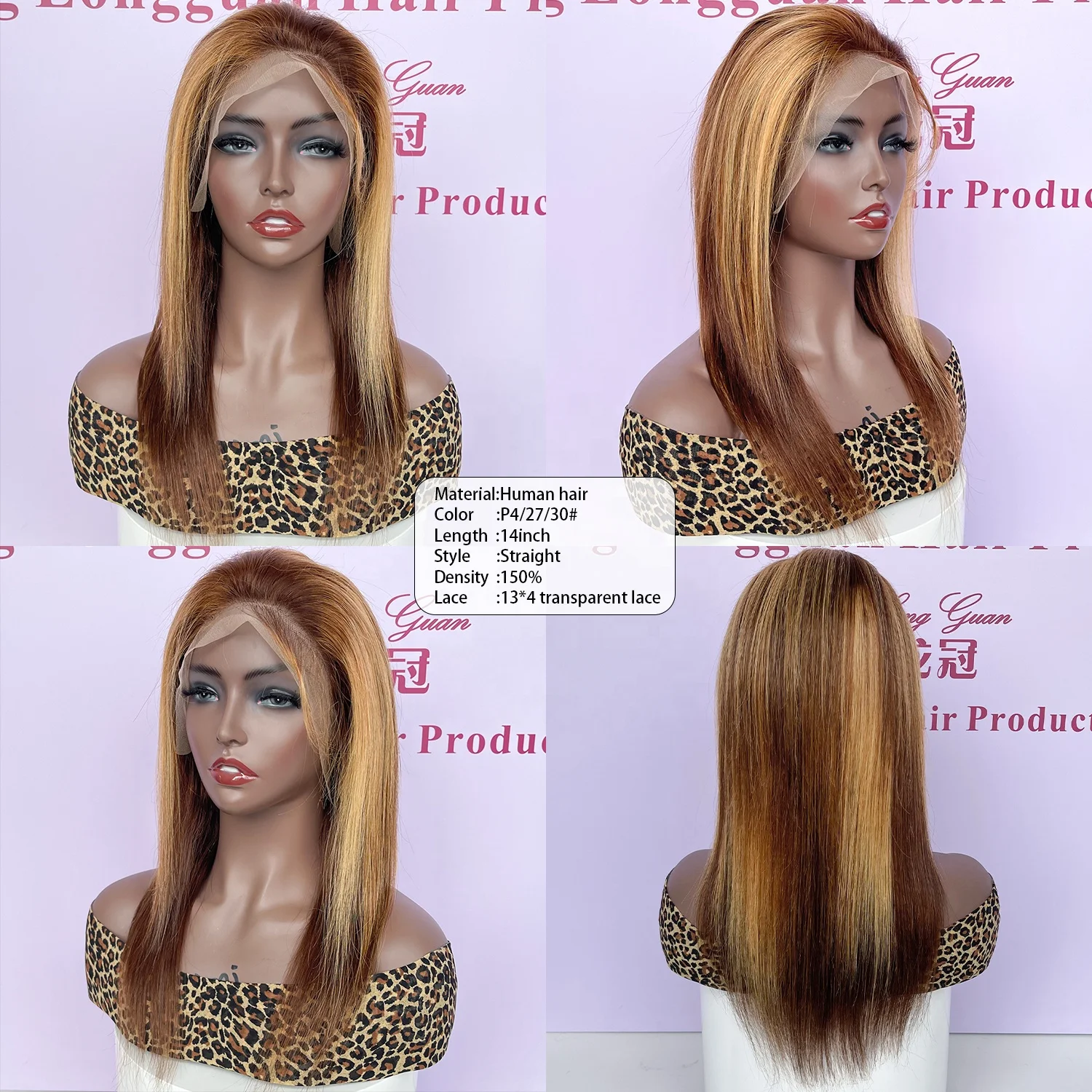Оптовая Продажа с фабрики парик cabelo humano пианино P4 27 30 прямые человеческие волосы 13x4 парики на фронтальной сетке