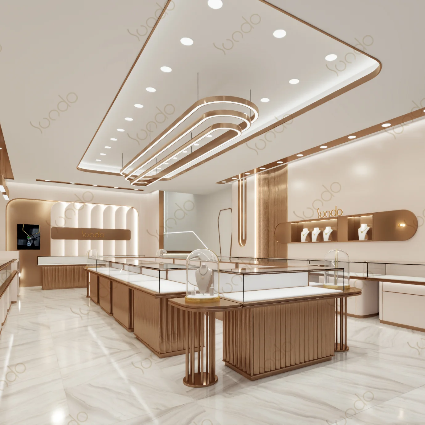 High-end boutique jewellery shop interior design Luxury jewellery showroom furniture design custom jewelry display shop