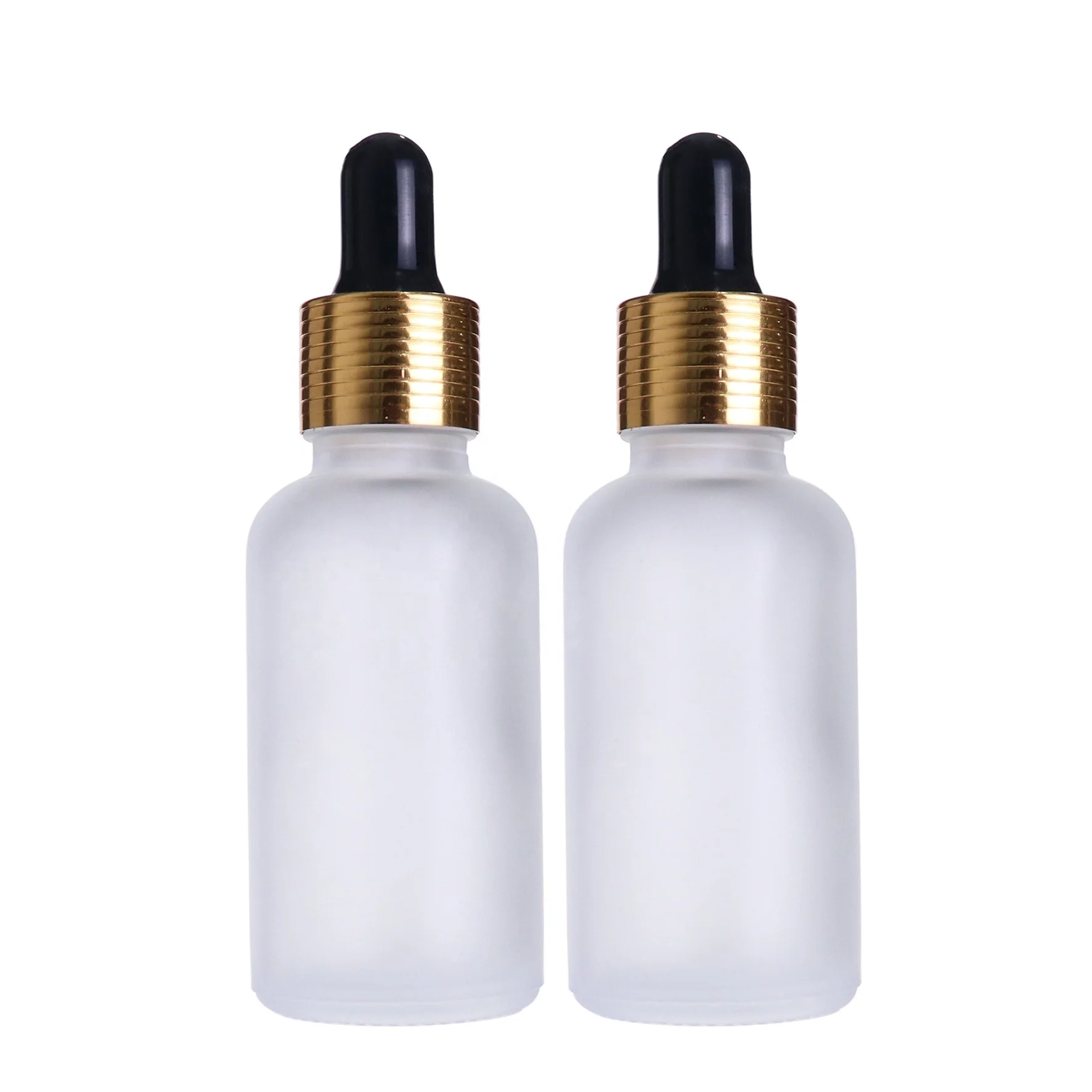 Wholesale dropper bottle for hair oil 30ml 1oz frosted white attar glass vials with gold cap for cosmetics package
