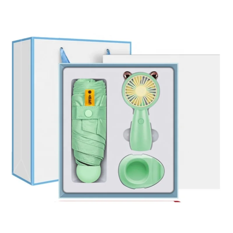Paper Gift Box Marketing Promotional Gift Promotional Umbrella Mini Fan Power Bank 3 in 1 Promotional Gift Sets Corporate Items