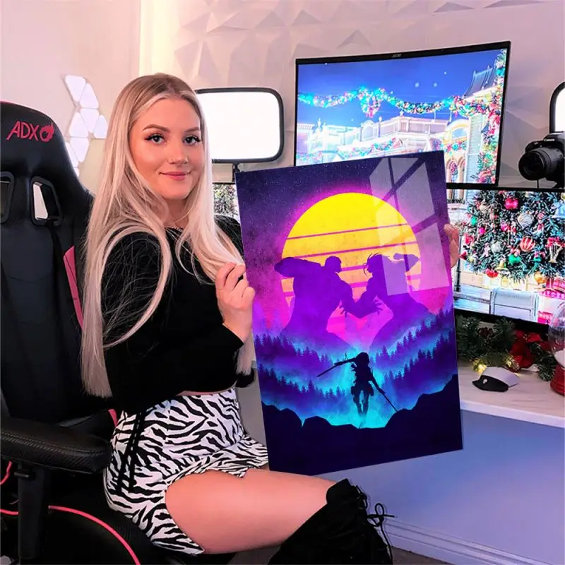 Japanese anime acrylic arts neon print posters anime art painting decor paintings and wall arts