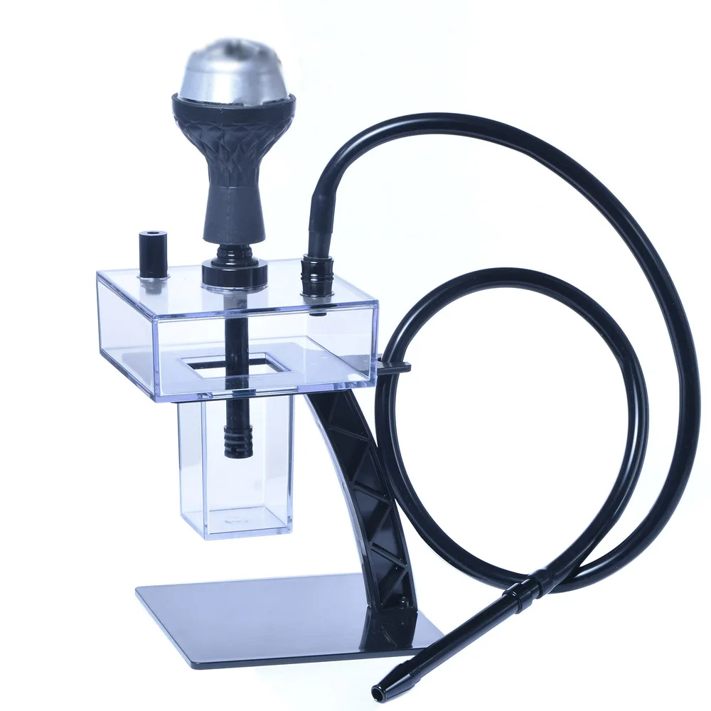 Hot Selling High Quality Aluminum Alloy Metal Acrylic Water Cube T Shaped Single Pipes Sheesha Hookah Set Shisha Portable Hookah