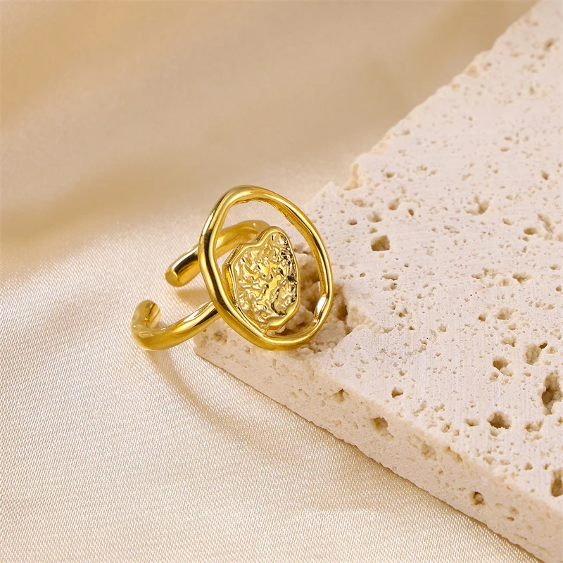Custom Irregular Lava Rings Stainless Steel Rings Wholesale 18k Gold Plated Rings