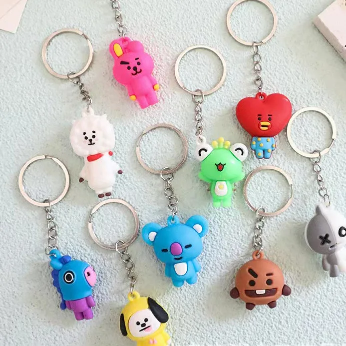 3D PVC cartoon anime keychain BT Boys Peripheral Q Edition Doll Keychain Car Bag Keyring Keychains rubber custom key chain