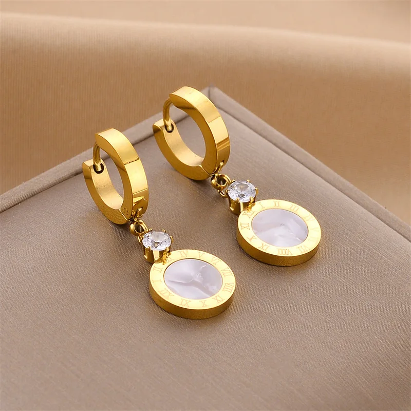 2022Spring and Summer new simple graceful titanium steel stud earrings personality all-match High sense earrings women
