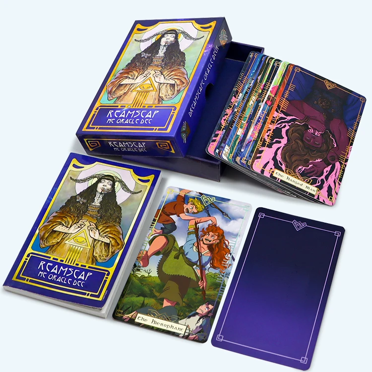Custom deck of cards tarot factory customize design gold foil laser tarot cards set tarot cards with guidebook custom printed