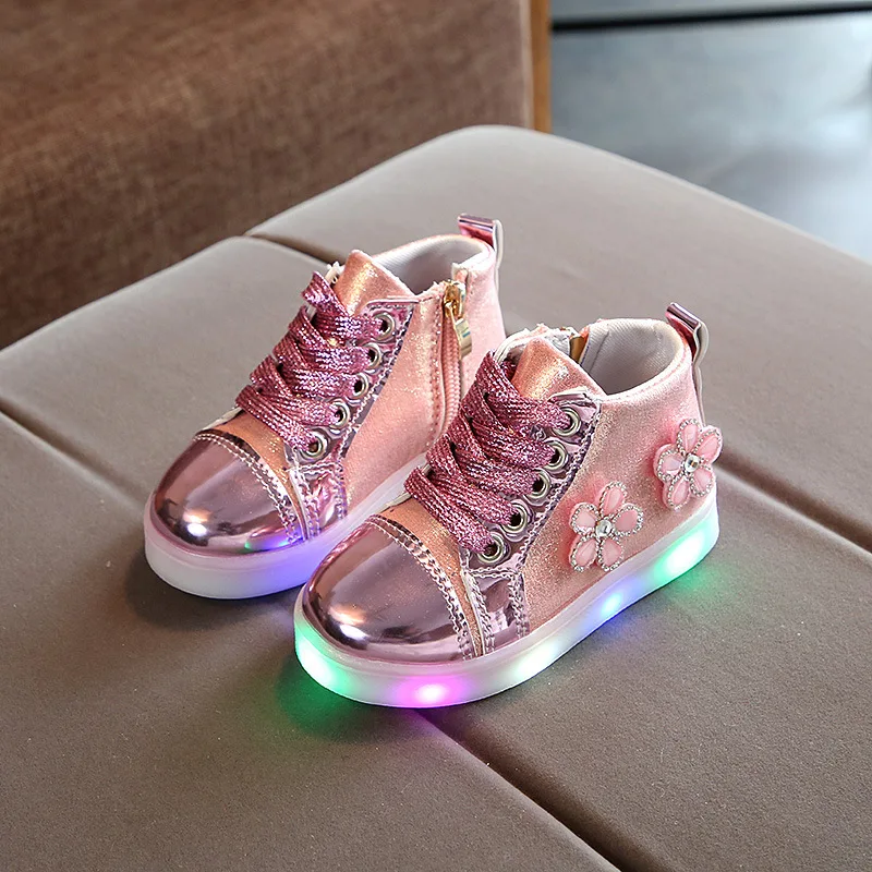 Children LED Sneakers with Light Up Sole Baby Led Luminous Shoes for Girl Size 21-30 Glowing Lighted Shoes