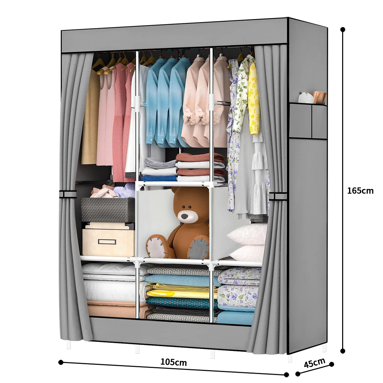 Easy to assemble simple Modern Wardrobe Clothes Organizer Non-Woven Fabric Closet Freestanding Garment Organizer