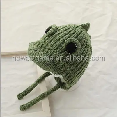 wholesale retail Baby dinosaur hat cartoon sweater caps thick warm ear cap knit hats for children baby free shipping