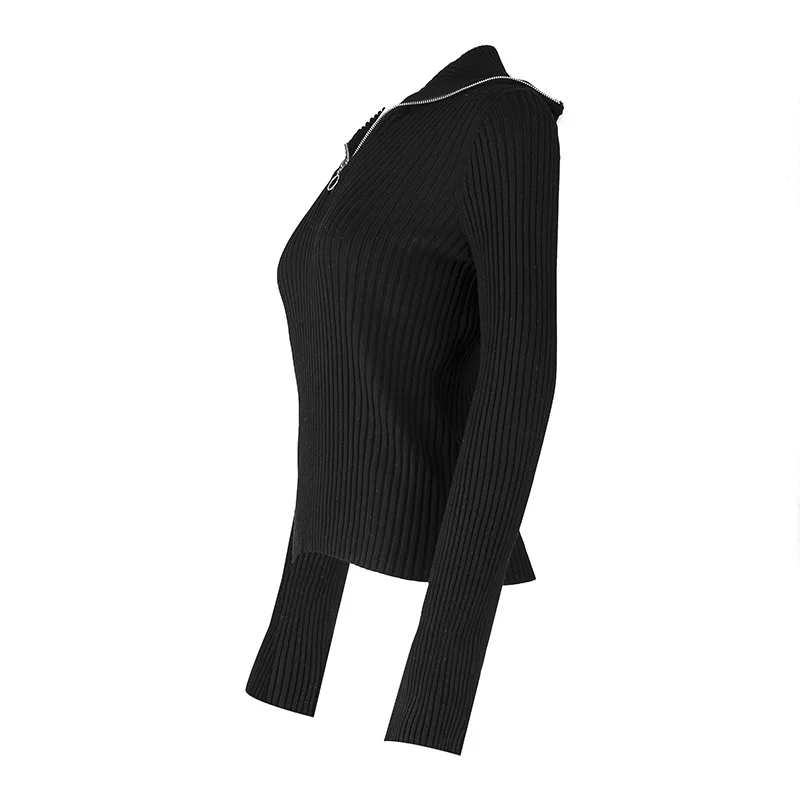 Женский пуловер с высоким воротником вязаный джемпер свитер на молнии