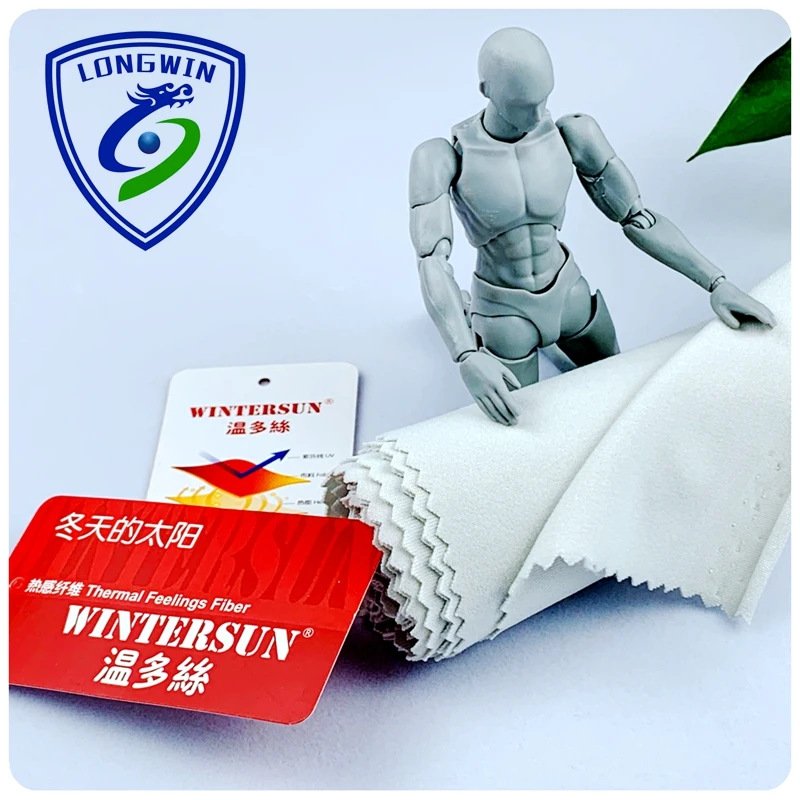 High performance 92% polyester 8%spandex far infrared thermal poly spandex brushed knit fleece fabric for garment