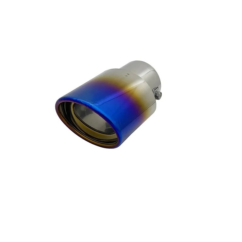 Universal Car Rear Tail Throat Liner Car Auto Round Exhaust pipe neo chrome/burnt blue Muffler Tip Stainless Steel