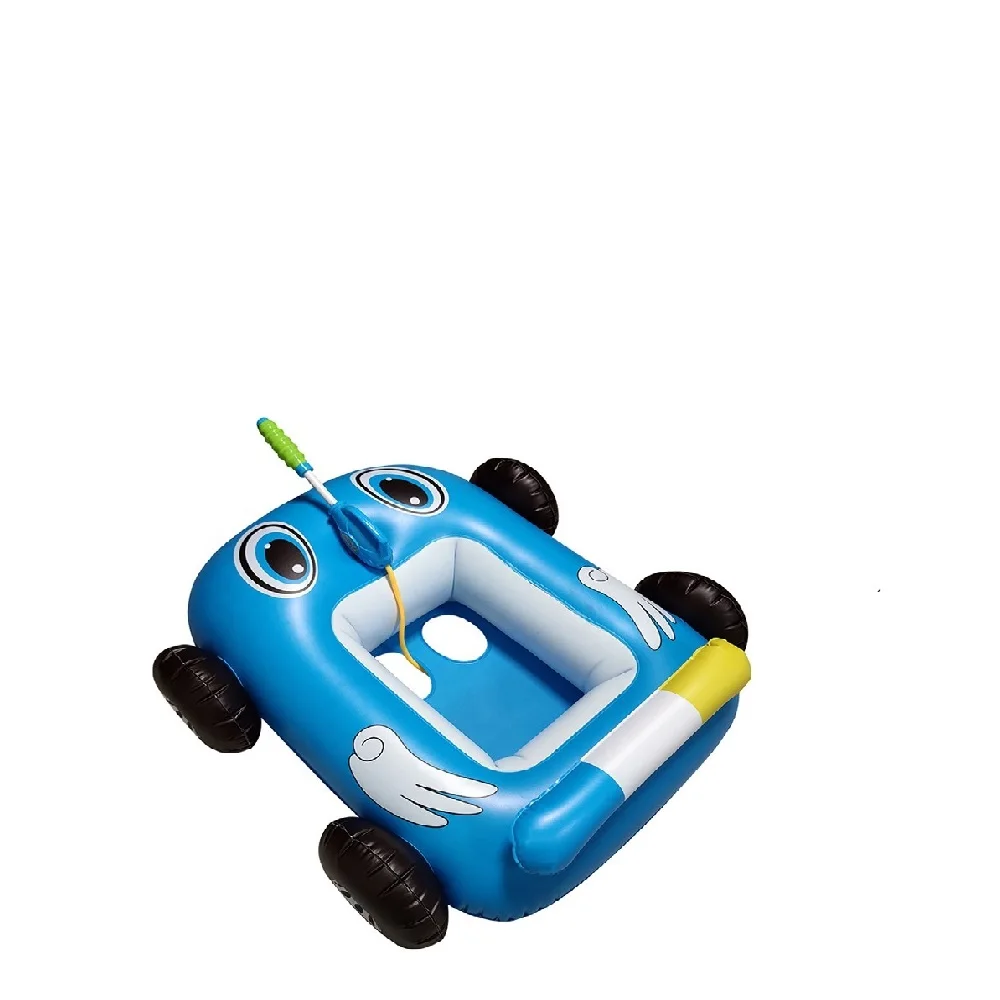 Summer Outdoor Cartoon Car Inflatable PVC Boat Children Baby Swimming Pool Swimming Ring Floats With Water Gun For Toddlers