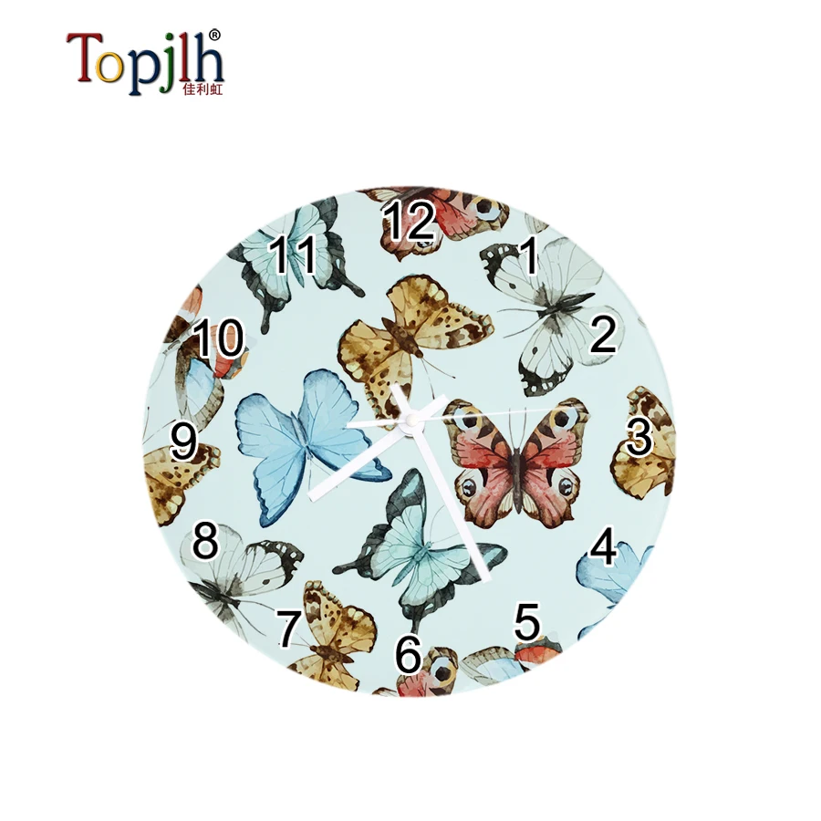 Sublimation Blank Glass Wall Clock 20cm 30cm Home Decoration Glass Clock For Gifts