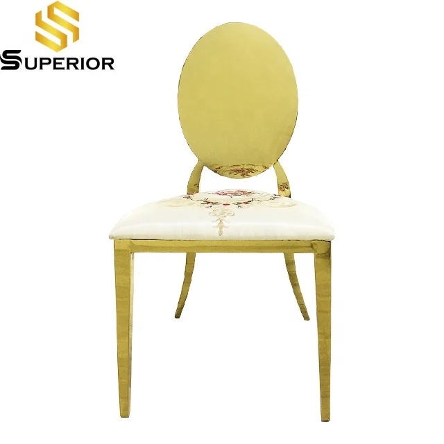 Superior customized rental metal gold round back chavari chairs stackable wedding