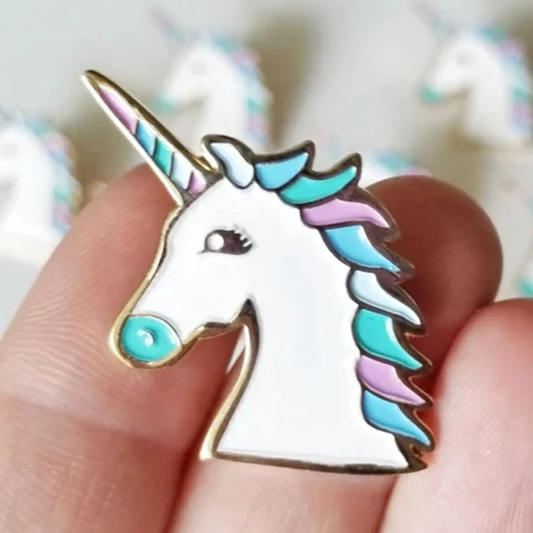 Tiny cute pins customized soft enamel unicorn enamel pins with butterfly clutch